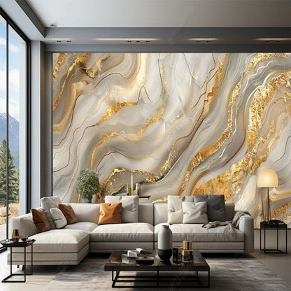 Abstract Golden Marble Wallpaper Wall Mural Wall Covering Home Decor