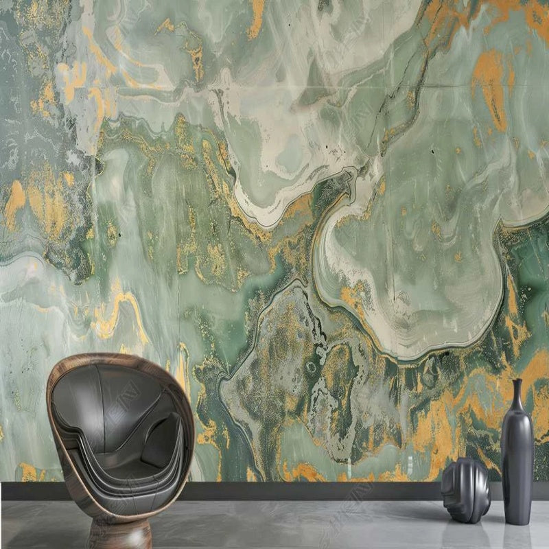 Simple Green Marble Wallpaper Wall Mural Home Decor