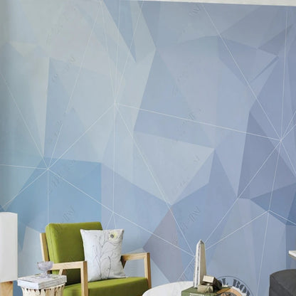 Simple Light Blue Geometry Wallpaper Wall Mural Home Decor