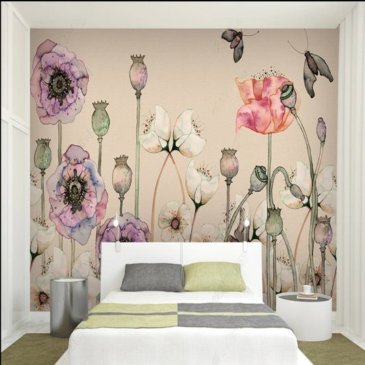 Poppy Flowers Floral Wallpaper Wall Mural Home Decor