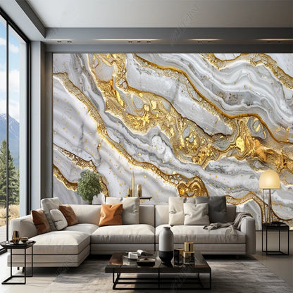 Abstract Golden Marble Wallpaper Wall Mural Wall Covering Home Decor