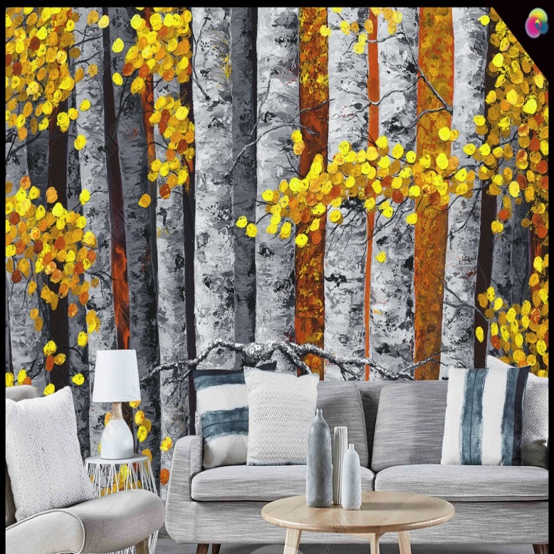 Brich Trees Forest Wallpaper Wall Mural Home Decor