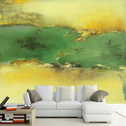 Spring Yellow and Green Field Countryside Nature Landscape Wallpaper Wall Mural Wall Covering