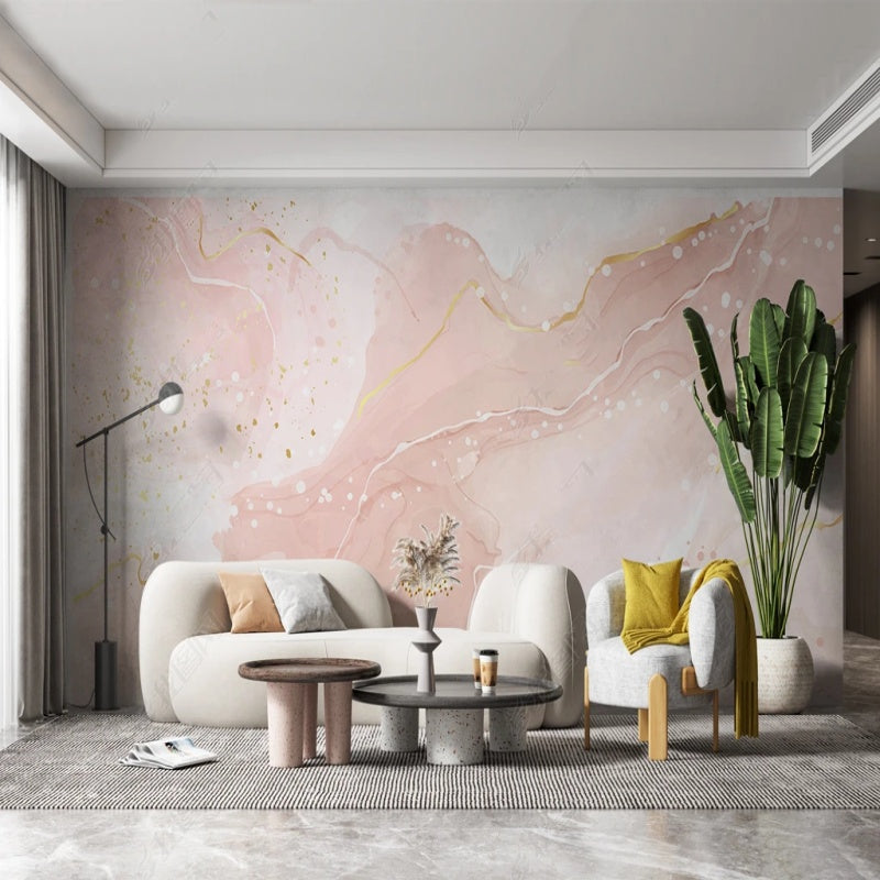 Simple Coral Marble Wall Art Wallpaper Wall Mural Home Decor