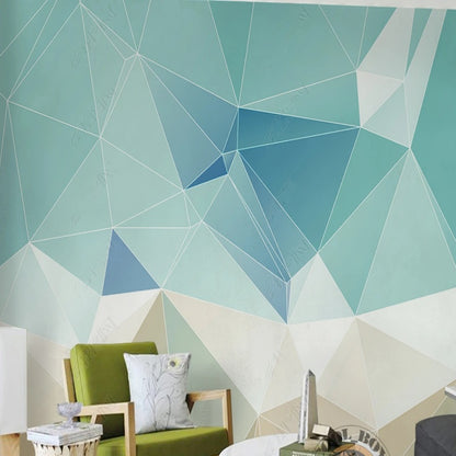 Simple Blue and Green Geometry Wallpaper Wall Mural Home Decor