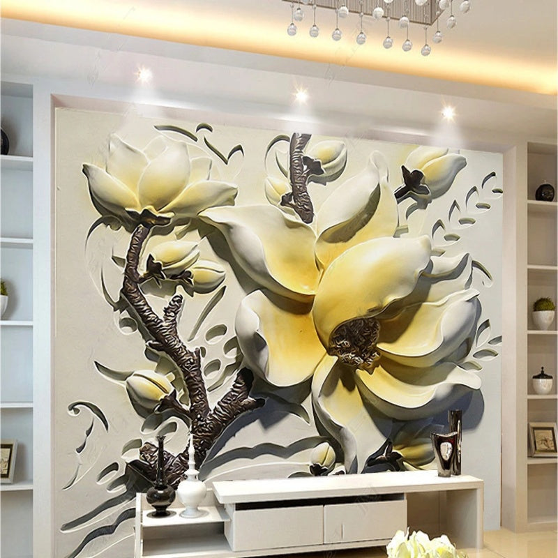 3D Magnolia Flowers Floral Wallpaper Wall Mural Home Decor