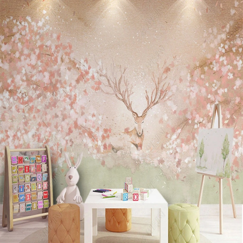 Cartoon Coral Flowers Floral Nursery Wallpaper Wall Mural Wall Covering Home Decor