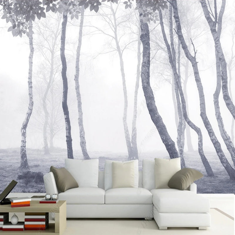 Grey Tree Forest Wallpaper Wall Mural Wall Covering