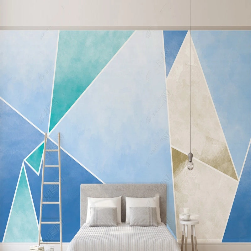 Simple Blue Geometry Wallpaper Wall Mural Home Decor