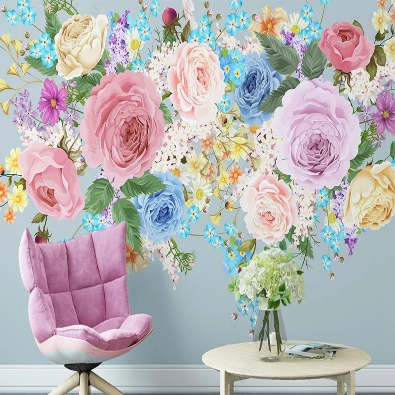 Hanging Pink Flowers Floral Wallpaper Wall Mural Home Decor